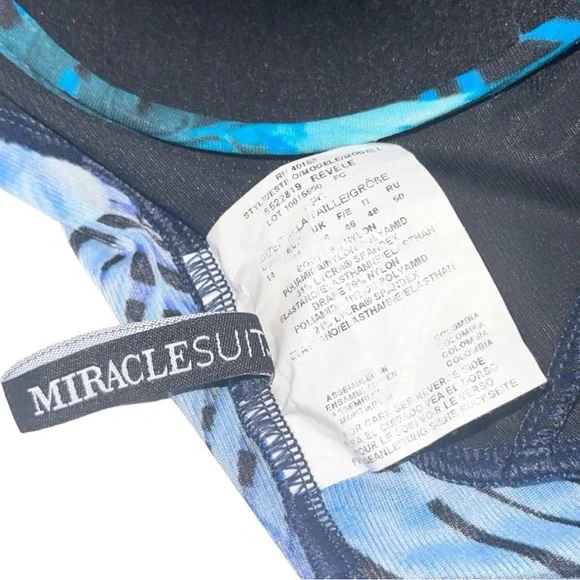 Miraclesuit Royal Palms Revele One Piece Swimsuit Blue Size 14 Slimming Tummy - Picture 11 of 12